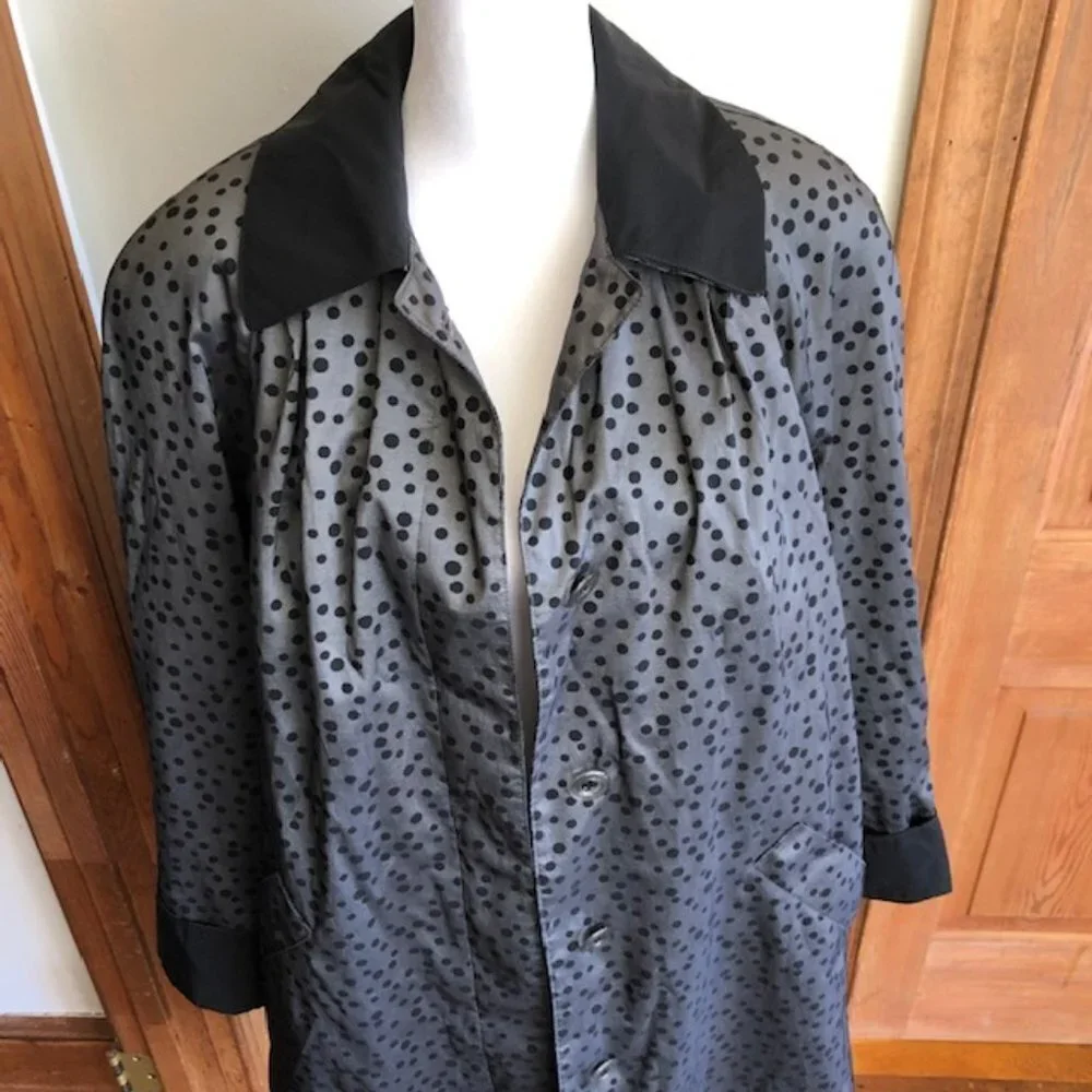 RALPH LAUREN Polka Dot Swing Coat with Removable Wool Lining Vintage